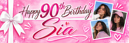 All Wrapped Up 90th Birthday Personalised Photo Banner