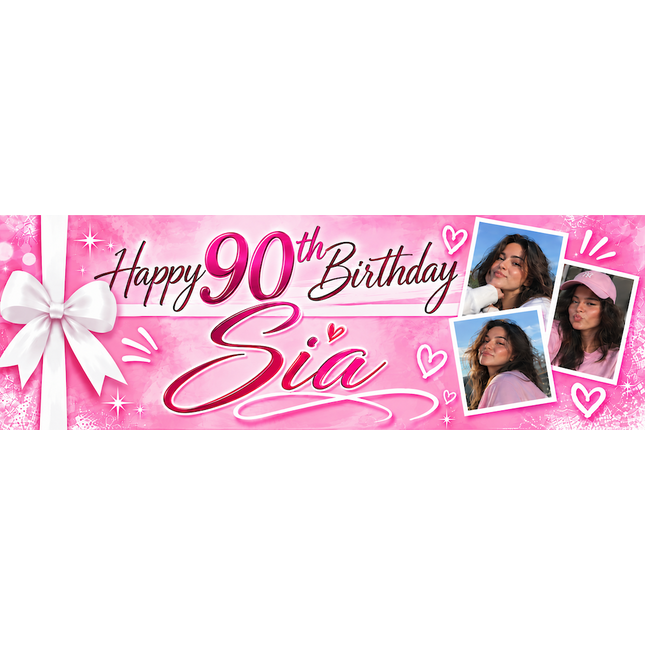 All Wrapped Up 90th Birthday Personalised Photo Banner
