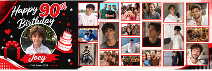 Its My 90th Birthday Party Mega 24 Photo Personalised Banner