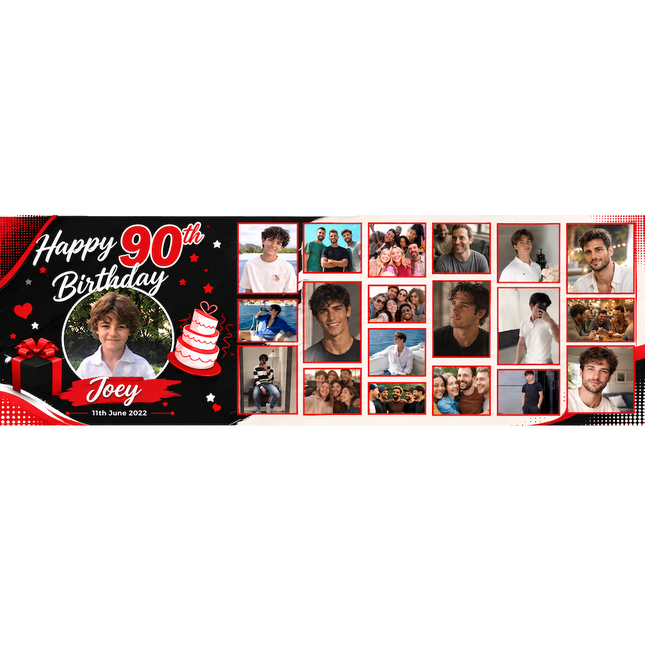 Its My 90th Birthday Party Mega 24 Photo Personalised Banner