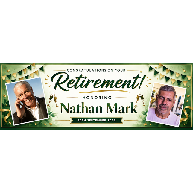 Golden Congratulations On Your Retirement Personalised Banner