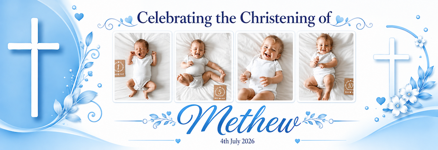 Our Christening Party Photo Personalised Banner