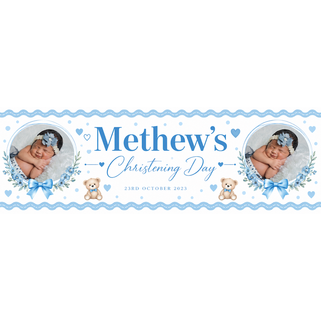 Rose Gold Personalised Christening Day Banner