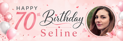 It A Balloon 70th Birthday Personalised Photo Collage Banner
