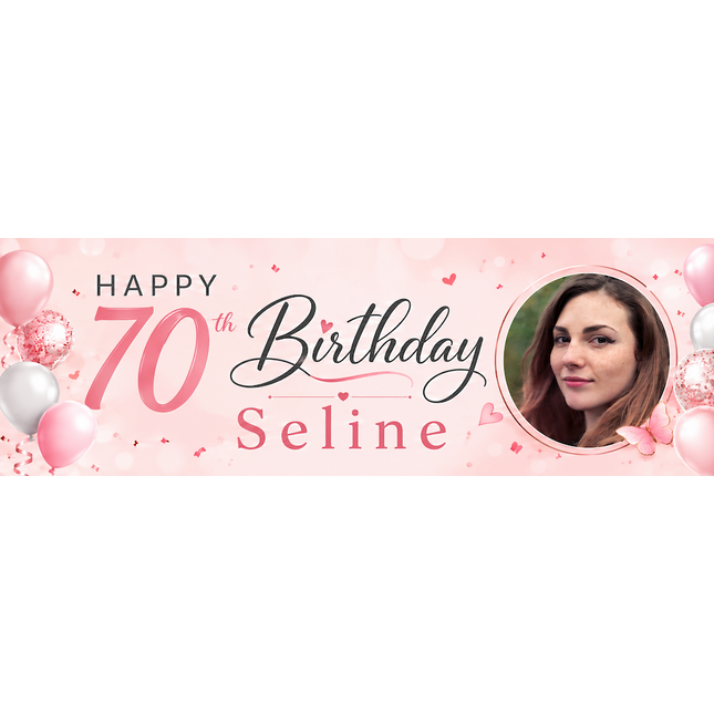 It A Balloon 70th Birthday Personalised Photo Collage Banner
