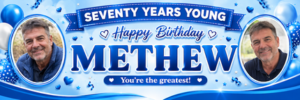 Years Young 70th Birthday Personalised Photo Banner