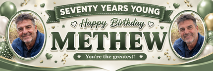 Years Young 70th Birthday Personalised Photo Banner
