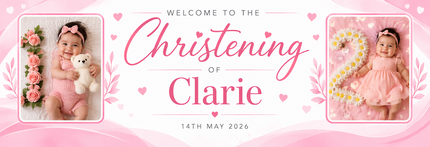 Framed Photo Personalised Christening Day Party Banner