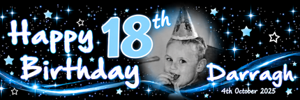 JUST BLACK  Birthday Party Personalised Photo Banner