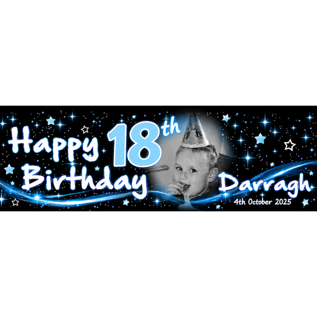 JUST BLACK  Birthday Party Personalised Photo Banner
