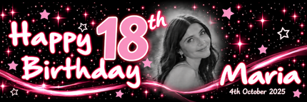 JUST BLACK  Birthday Party Personalised Photo Banner
