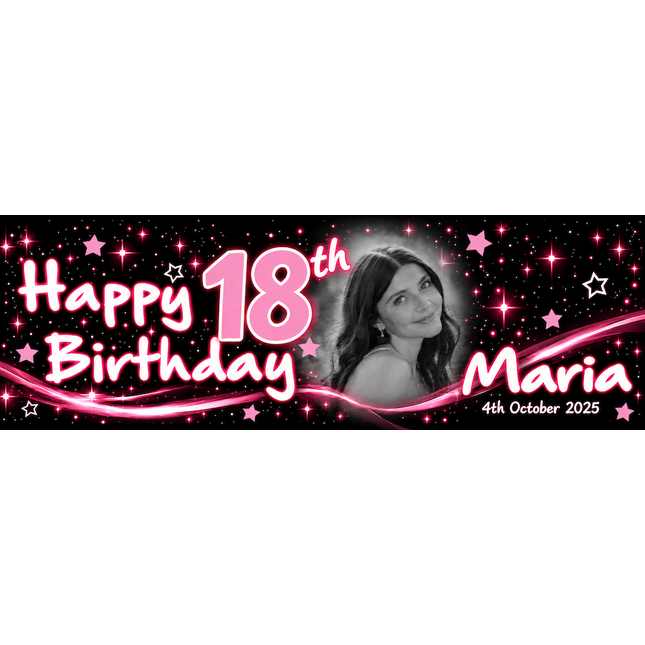 JUST BLACK  Birthday Party Personalised Photo Banner