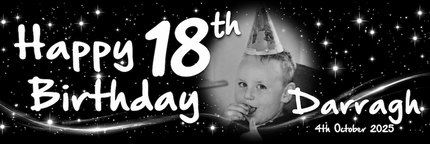 JUST BLACK  Birthday Party Personalised Photo Banner
