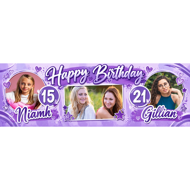 Cheers to Another Year For Two Joint Birthday Personalised Photo Banner