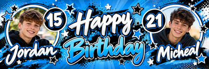 Cheers to Another Year For Two Joint Birthday Personalised Photo Banner