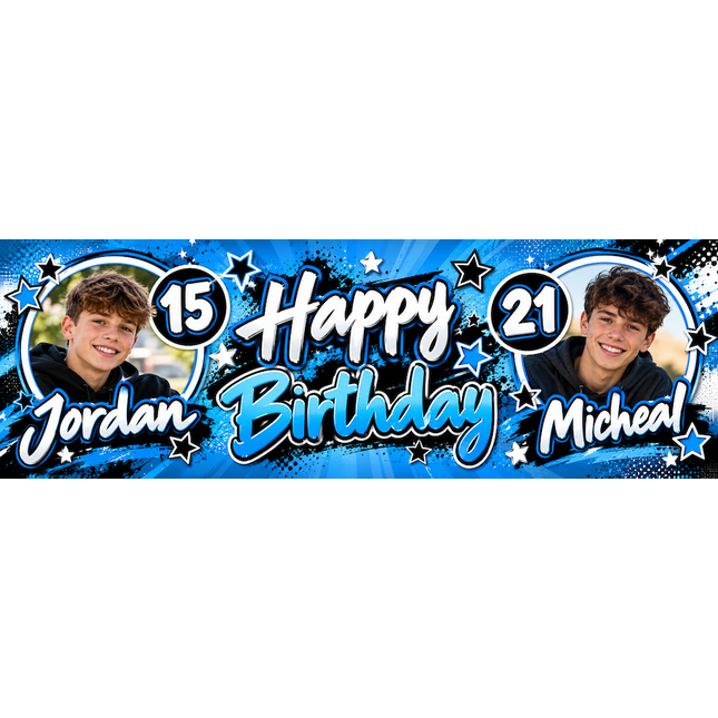 Cheers to Another Year For Two Joint Birthday Personalised Photo Banner