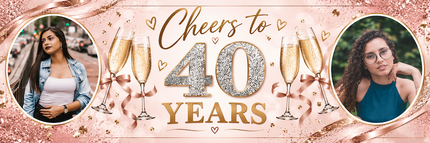 Rose Gold Sparkle 40 Years of Awesomeness Personalised Photo Banner