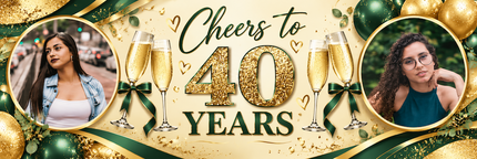 Rose Gold Sparkle 40 Years of Awesomeness Personalised Photo Banner