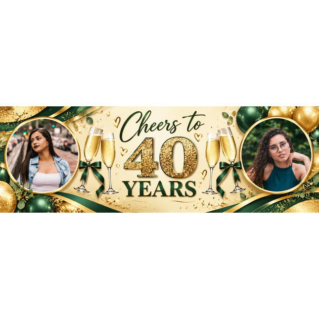 Rose Gold Sparkle 40 Years of Awesomeness Personalised Photo Banner