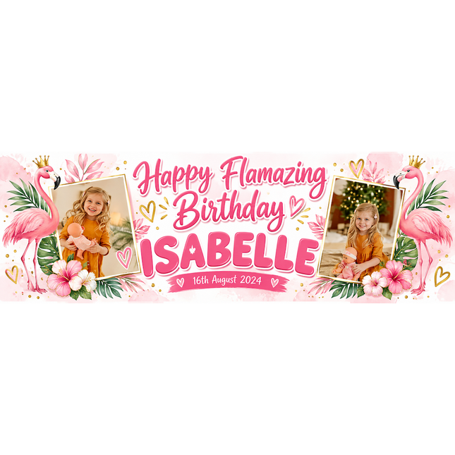 Its A Flamingo Kinda Birthday Personalised Photo Banner
