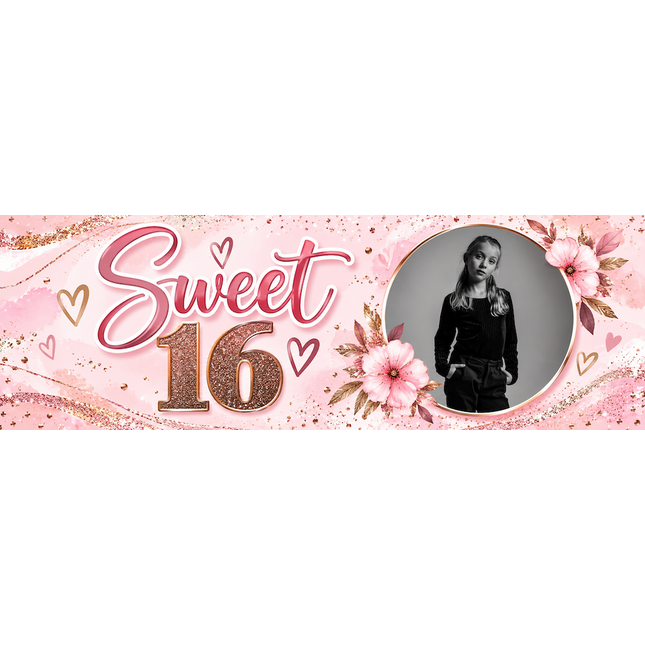 Sweet Sixteen Birthday Party Personalised Photo Banner