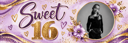 Sweet Sixteen Birthday Party Personalised Photo Banner