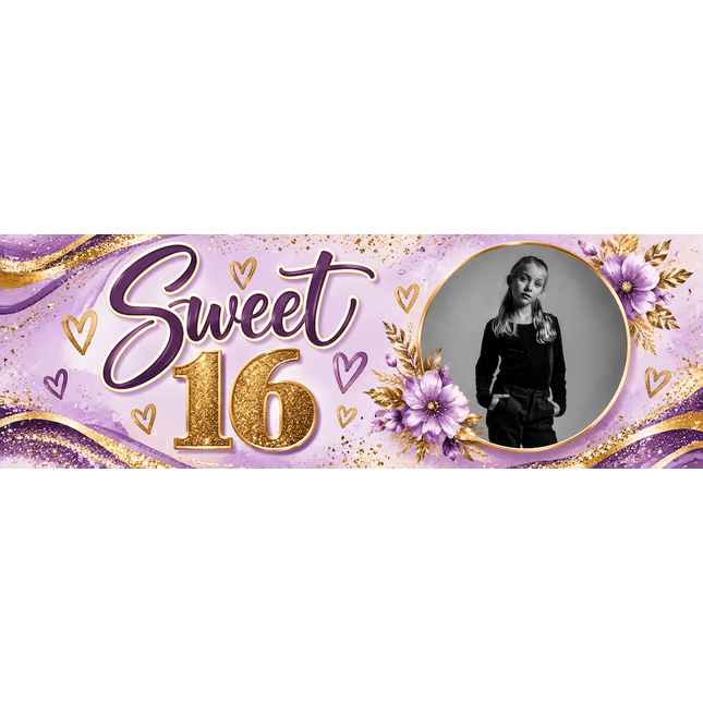 Sweet Sixteen Birthday Party Personalised Photo Banner