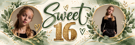 Sweet Sixteen Birthday Party Personalised Photo Banner