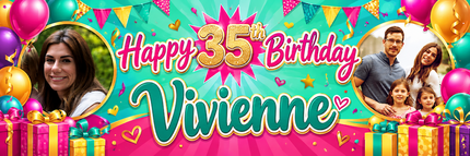 GiftBox Birthday Party Personalised Photo Banner