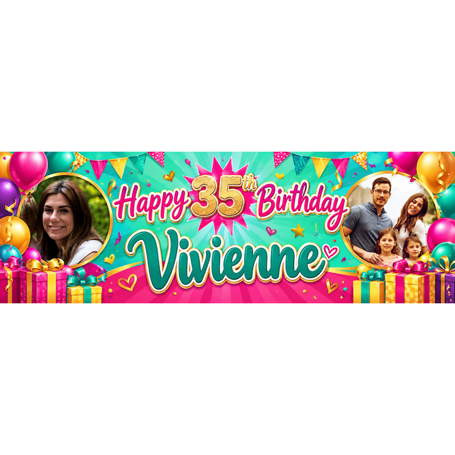 GiftBox Birthday Party Personalised Photo Banner