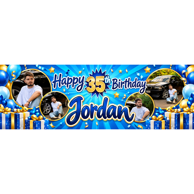 GiftBox Birthday Party Personalised Photo Banner