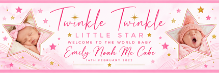 Rose Gold Welcome To The World Personalised Photo Banner