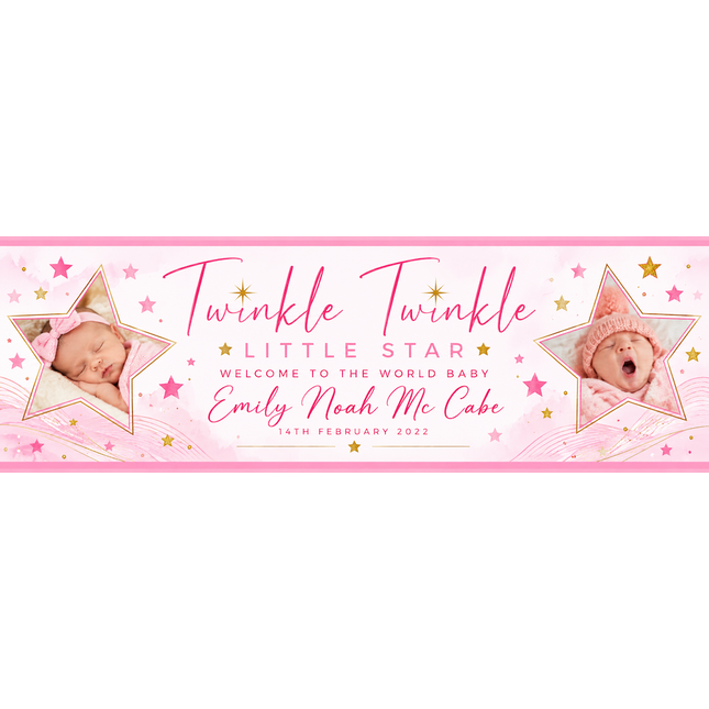 Rose Gold Welcome To The World Personalised Photo Banner