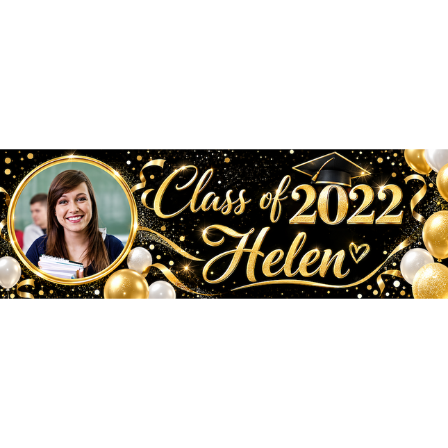 Golden Class Of Personalised Graduation Banner