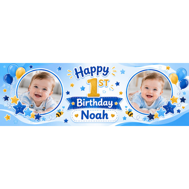 Summertime Floral Birthday Personalised Photo Birthday Banner