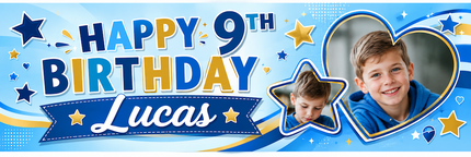 Stars And Lovehearts Personalised Photo Banner
