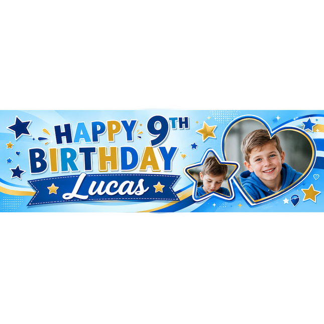 Stars And Lovehearts Personalised Photo Banner