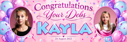 Pink Violet Congratulations Debs Night Personalised Banner