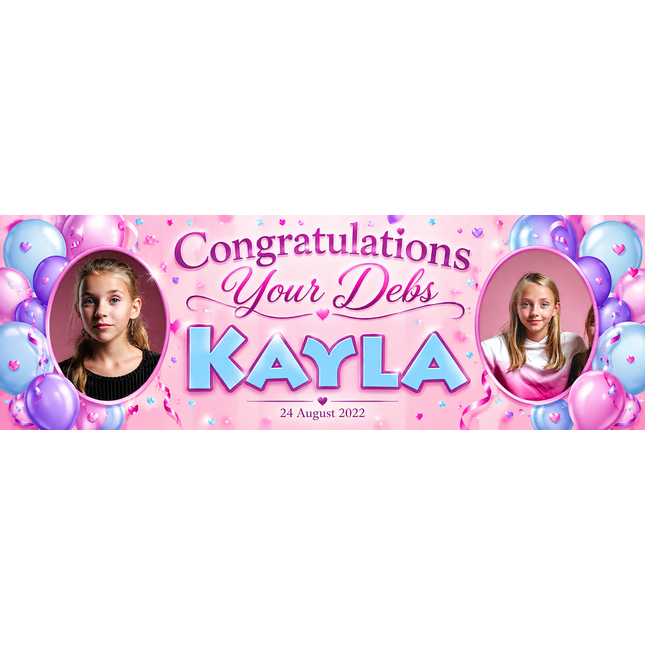 Pink Violet Congratulations Debs Night Personalised Banner