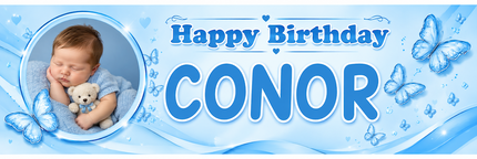 Butterfly Birthday Party Personalised Photo Banner