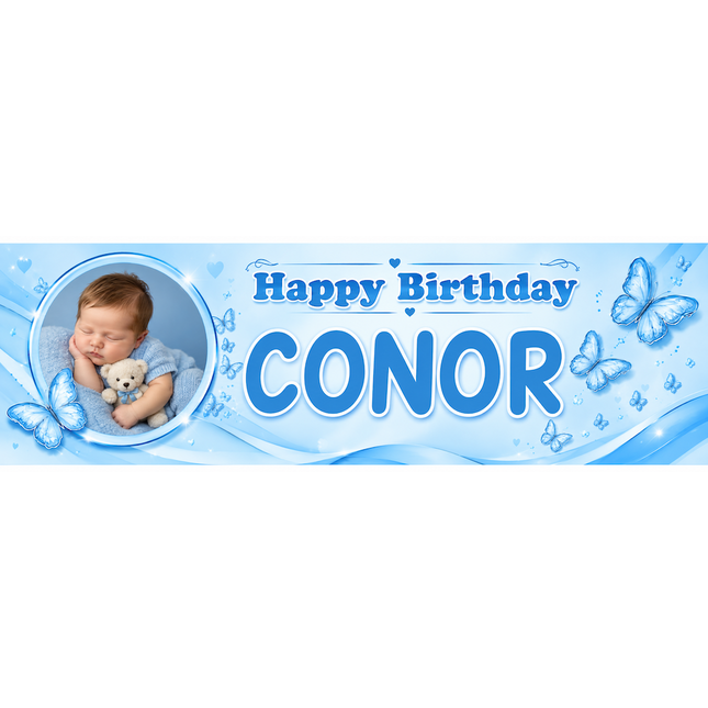 Butterfly Birthday Party Personalised Photo Banner