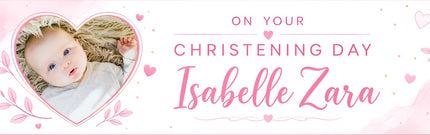 Simplified White Christening Day Personalised Photo Banner