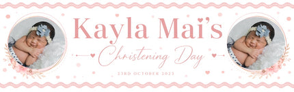 Rose Gold Personalised Christening Day Banner