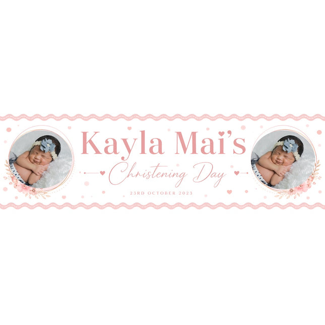 Rose Gold Personalised Christening Day Banner