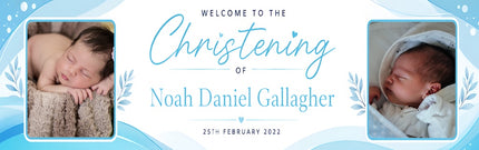 Framed Photo Personalised Christening Day Party Banner