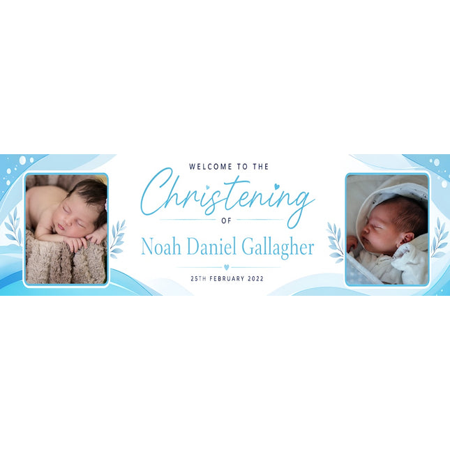 Framed Photo Personalised Christening Day Party Banner