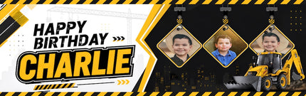 Construction Site Personalised Party Photo Banner