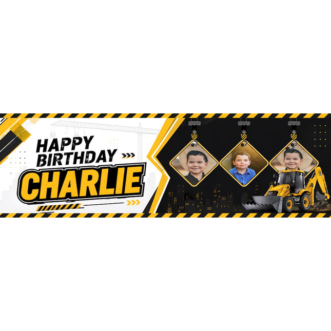 Construction Site Personalised Party Photo Banner