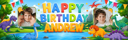Dinosaur Park Personalised Birthday Photo Banner
