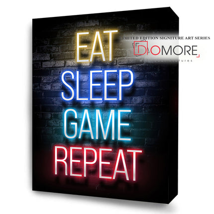 Eat Sleep Game Repeat Neon Gamer Life FusionVista Exclusive Art Series